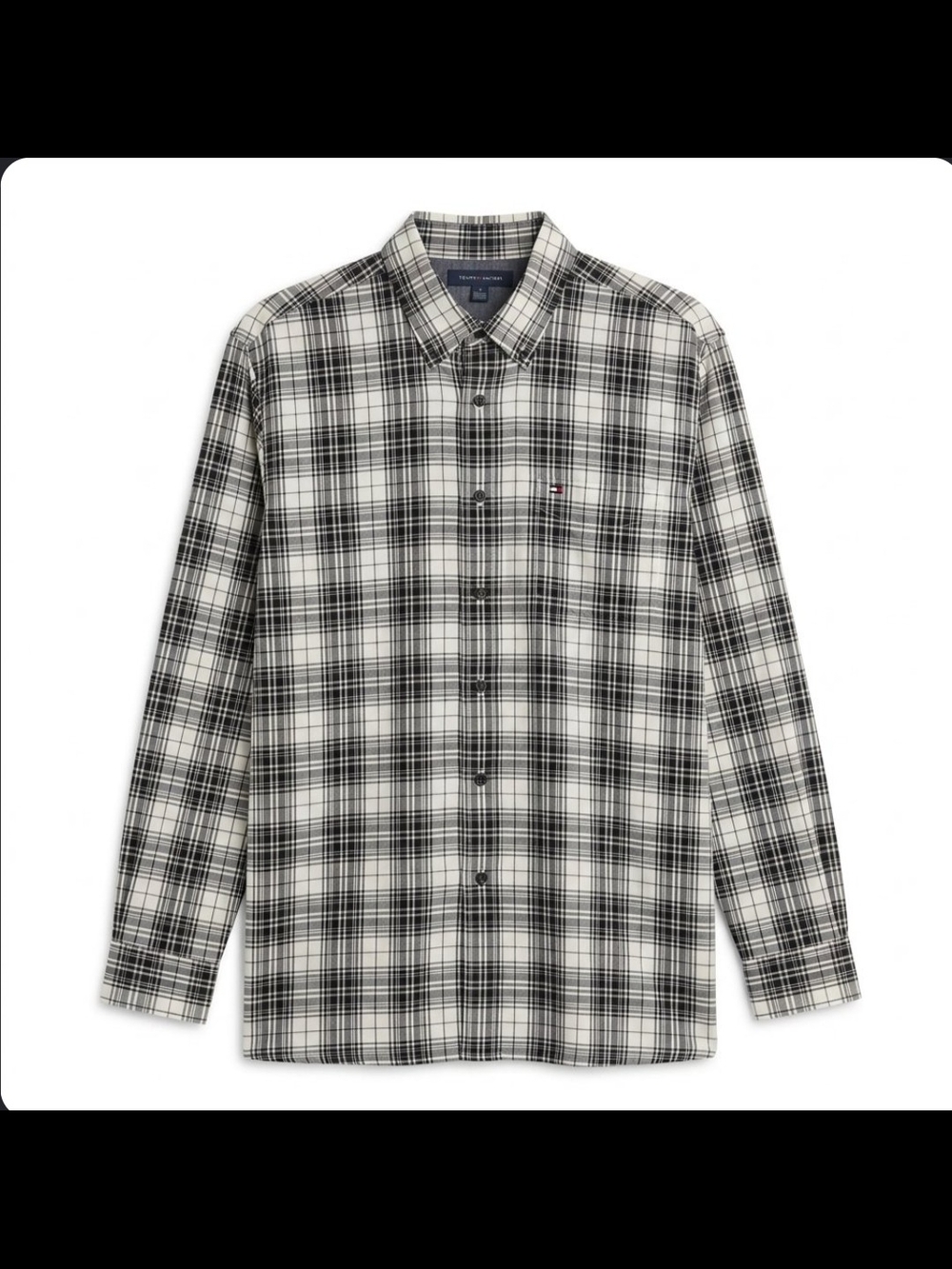 Tommy Hilfiger Black & White Plaid Long-Sleeve Button-Down Shirt